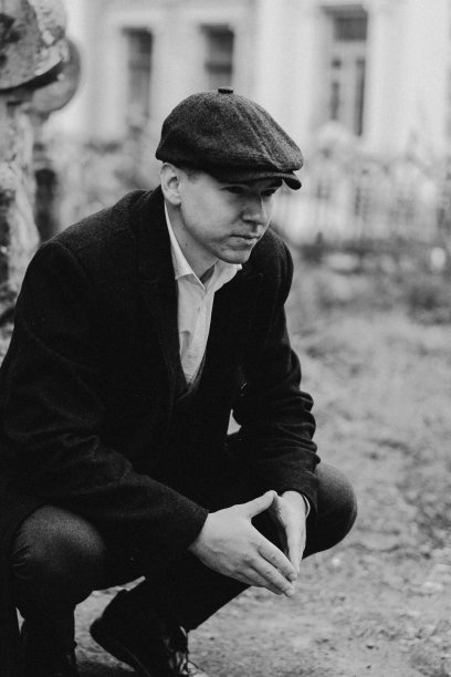 复古风格的男人肖像。古董图片下载