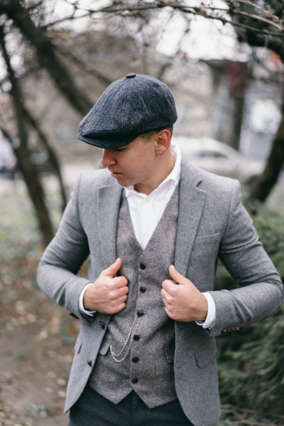 复古风格的男人肖像。古董图片下载