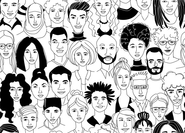 装饰多样的女性男性头部无缝图片下载