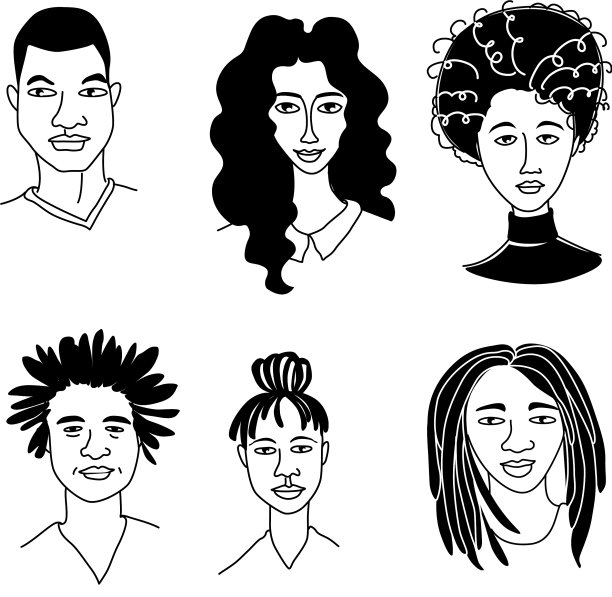 非裔美国黑人女性男性肖像图片下载