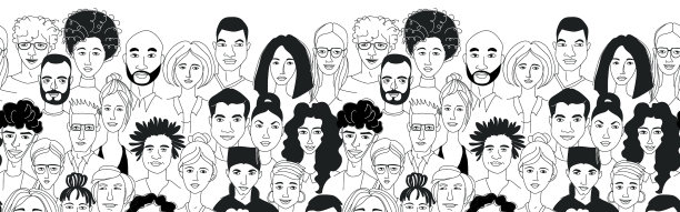 装饰多样的女性男性头部无缝图片下载