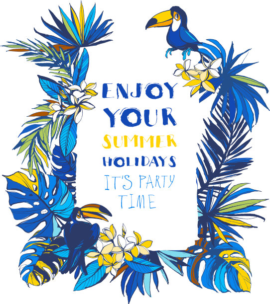 热带花卉夏季派对海报邀请图片下载