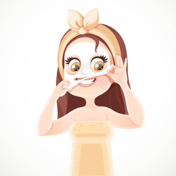 可爱的女孩在浴巾和扎头发脱图片下载