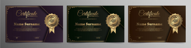 豪华的黑色和金色证书与黄金框架图片下载