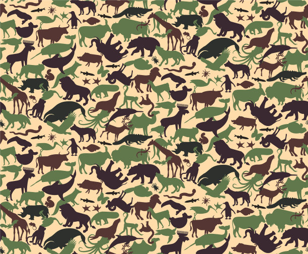 无缝伪装图案与动物的孩子图片下载