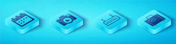 设置等距日历、相机、旅行箱等图片下载