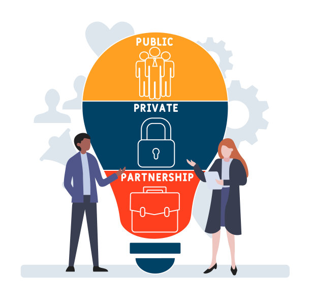 以人为本的平面设计。PPP -公私伙伴关系的缩写，商业概念背景。图片下载
