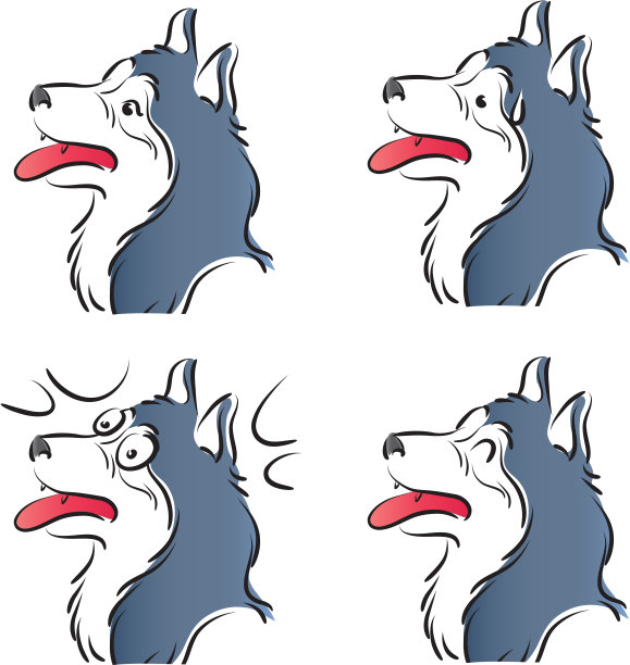 矢量卡通哈士奇狗脸表情集图片下载