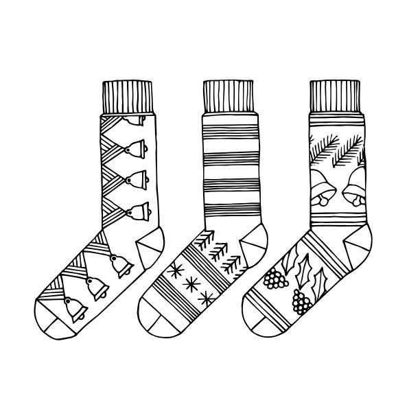 一套羊毛圣诞袜与节日的模式，矢量插图图片下载