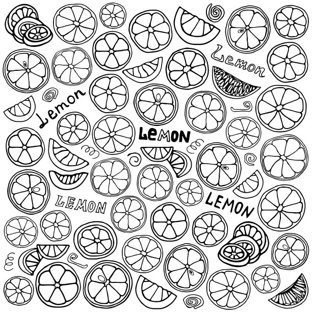 矢量插图的柠檬在一个白色的背景在涂鸦的绘画风格。图片下载