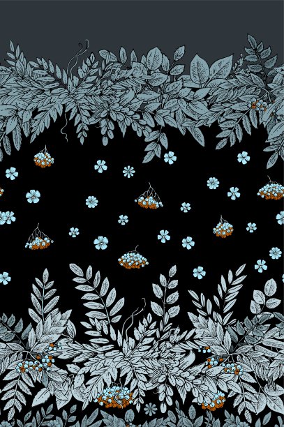 山白蜡树的树枝和果实。无缝的框架。背景说明。手绘轮廓。园林植物的开花抽象工厂图片。向量图片下载