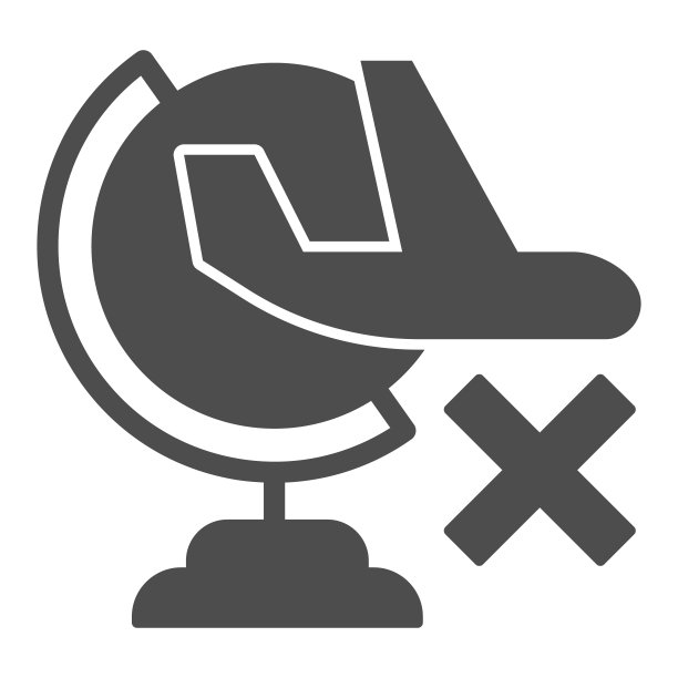 全球和飞机禁止固体图标，社交距离概念，飞行限制标志在白色背景，禁止飞行在世界图标在移动字形风格。矢量图形。图片下载