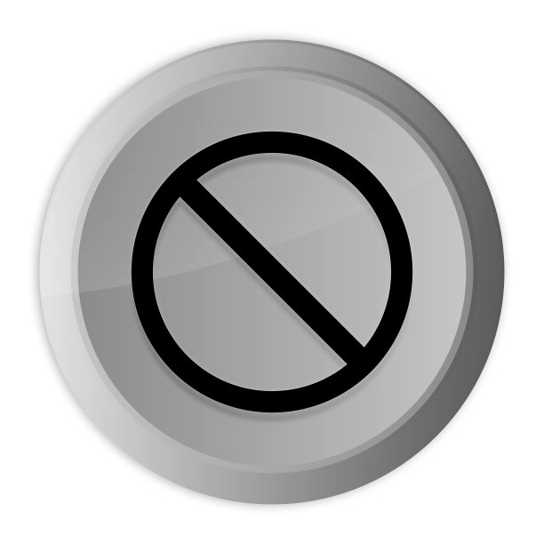 禁止图标金属银色圆形按钮金属圆形设计孤立在白色背景黑白概念插图图片下载