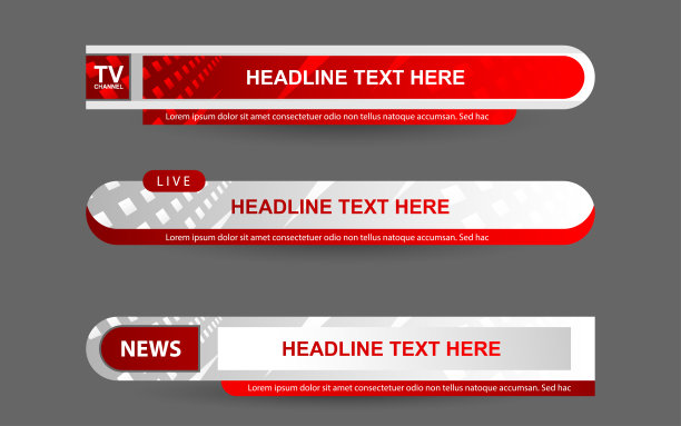 设置广播新闻下三分之一模板的集合向量布局设计横幅图片下载