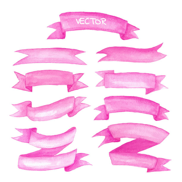 水彩丝带和标签元素设置图片下载