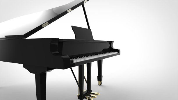 大钢琴特写白色背景3d渲染图片下载