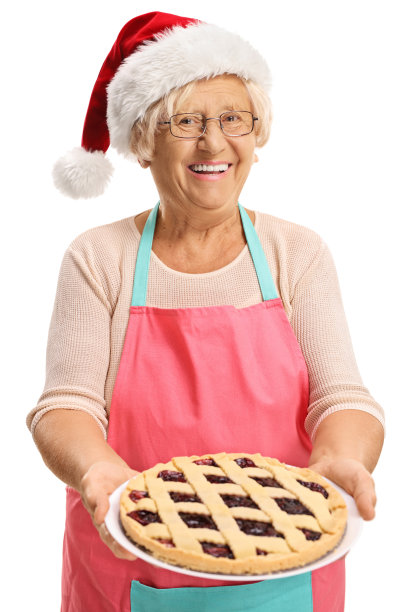 老妇人拿着圣诞派图片下载