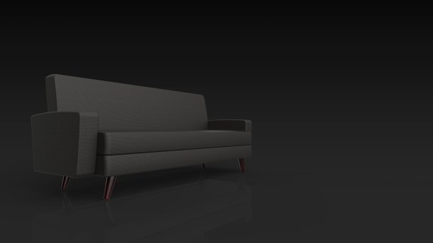 黑色沙发左侧3d渲染图片下载