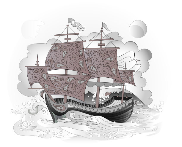 来自仙境的古代梦幻凯尔特帆船图片下载