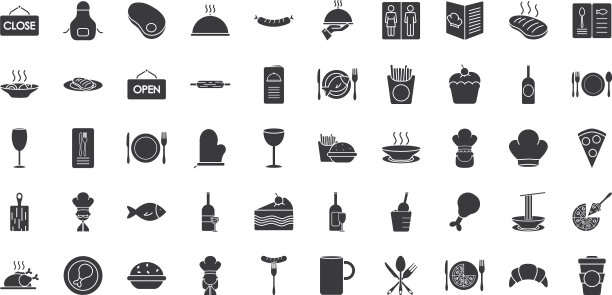 餐厅图标设置剪影风格图片下载