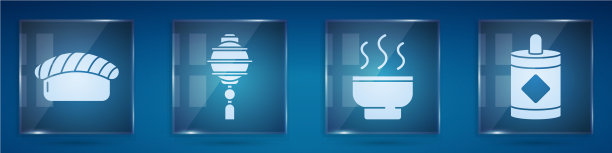 寿司，中国纸灯笼，中国茶图片下载