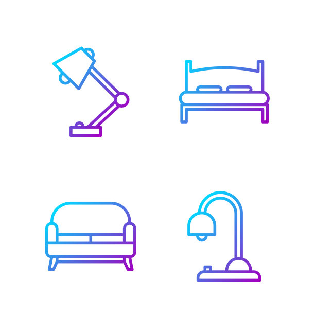 设行台灯、沙发台灯和大床图片下载