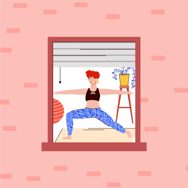 女人在家健身-卡通图片下载