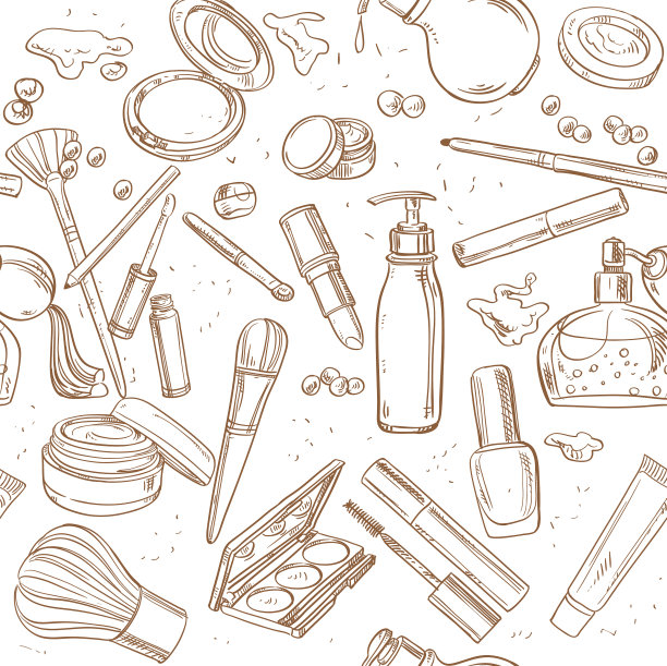 无缝图案从涂鸦化妆品霜图片下载