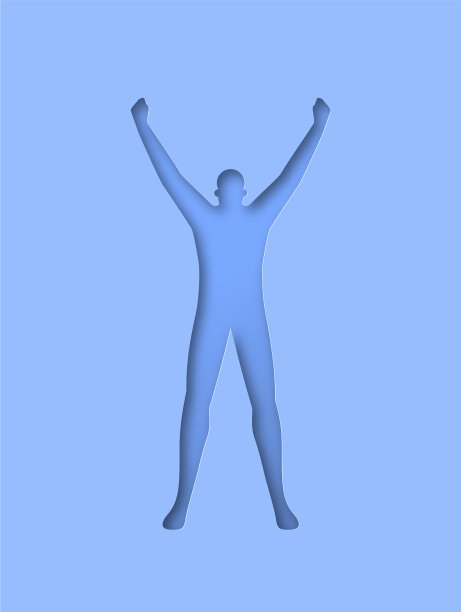 剪纸男人成功地举起双臂图片下载