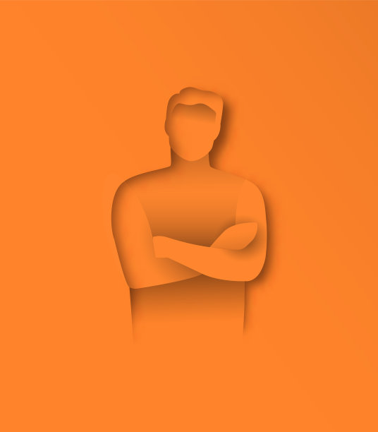 剪纸男领导人在手臂交叉的姿势孤立图片下载