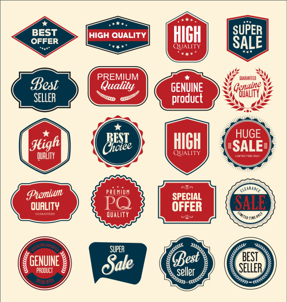 复古销售徽章和标签收集图片下载