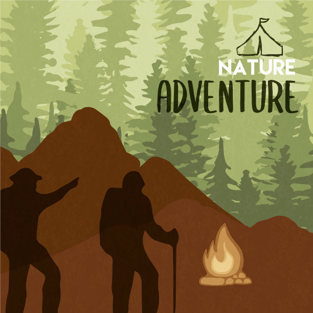 森林探险与人们露营图片下载