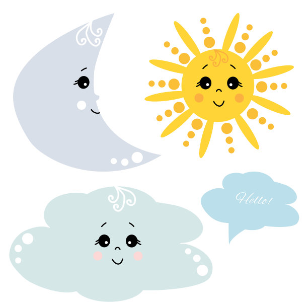 可爱的太阳，眼睛和微笑集图片下载