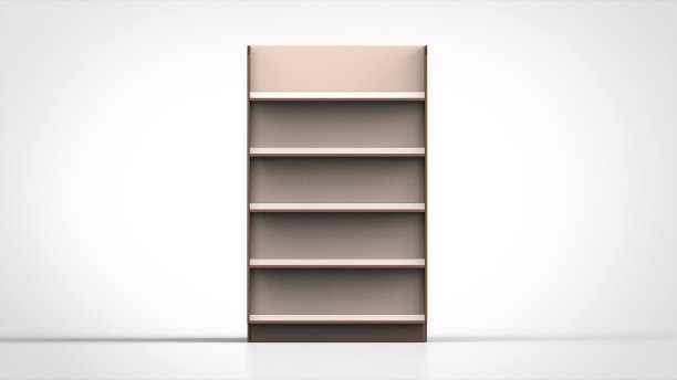 商店货架棕色正面3d渲染图片下载