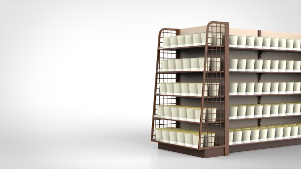 商店货架棕色和面条包装右特写3d渲染图片下载