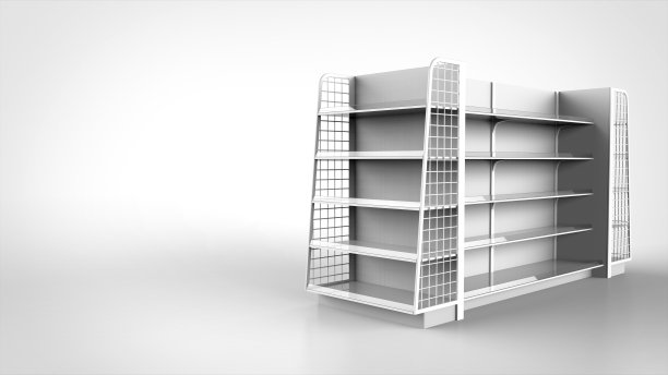 商店货架白色右3d渲染图片下载