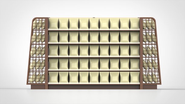 商店货架棕色和薯片包装前3d渲染图片下载