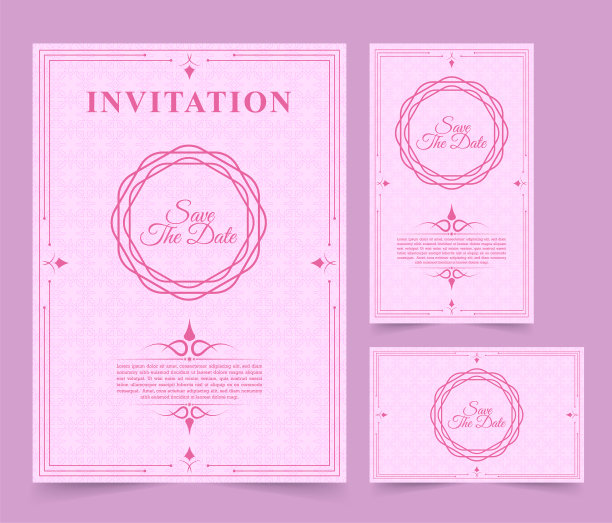 粉色复古风格设计请柬图片下载