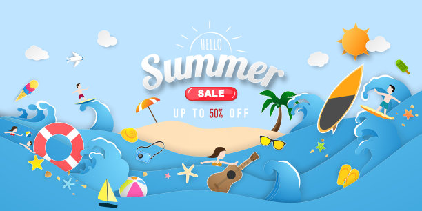 夏季游泳圈问候背景庆典图片下载