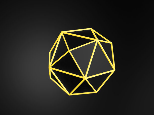 带有发光边缘的抽象黑色原子物体图片下载