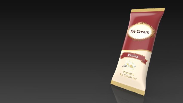 冰淇淋棒香草右黑色背景3d渲染图片下载