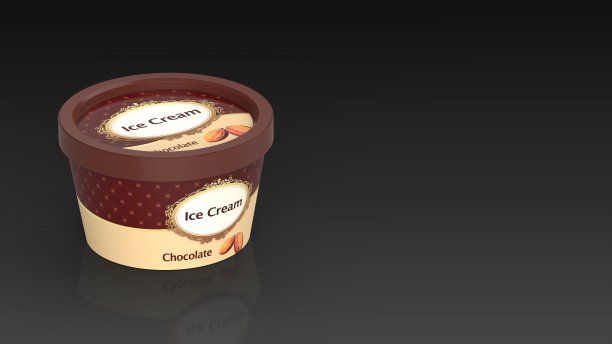 冰淇淋杯巧克力留黑色背景3d图片下载