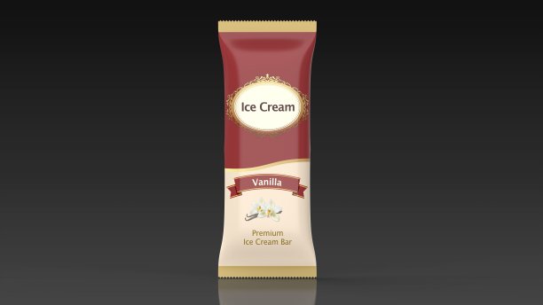 冰淇淋条香草正面黑色背景3d渲染图片下载