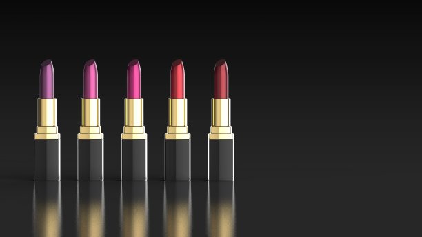 口红5正面左黑色背景3d渲染图片下载