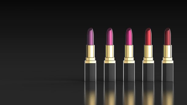 口红5正面右黑色背景3d渲染图片下载