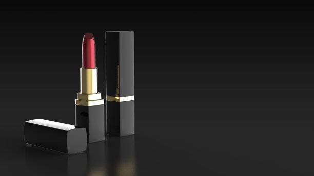 口红左侧黑色背景3d渲染图片下载