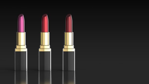 口红3正面左黑色背景3d渲染图片下载