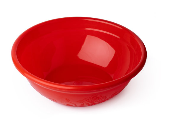 新的塑料明亮的盆孤立在白色图片下载