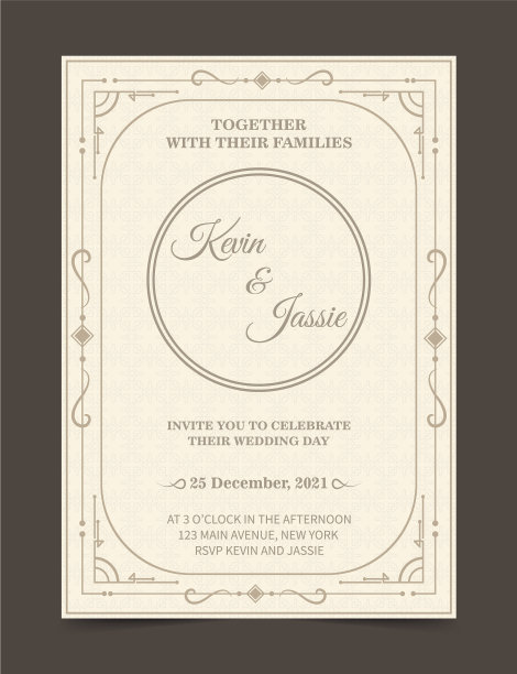 复古风格的白色请柬设计图片下载