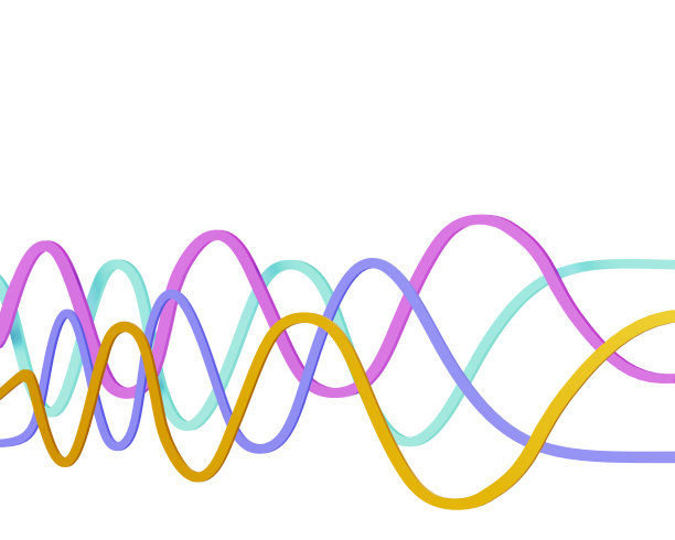 抽象的波浪曲线孤立在白色背景，3d插图图片下载